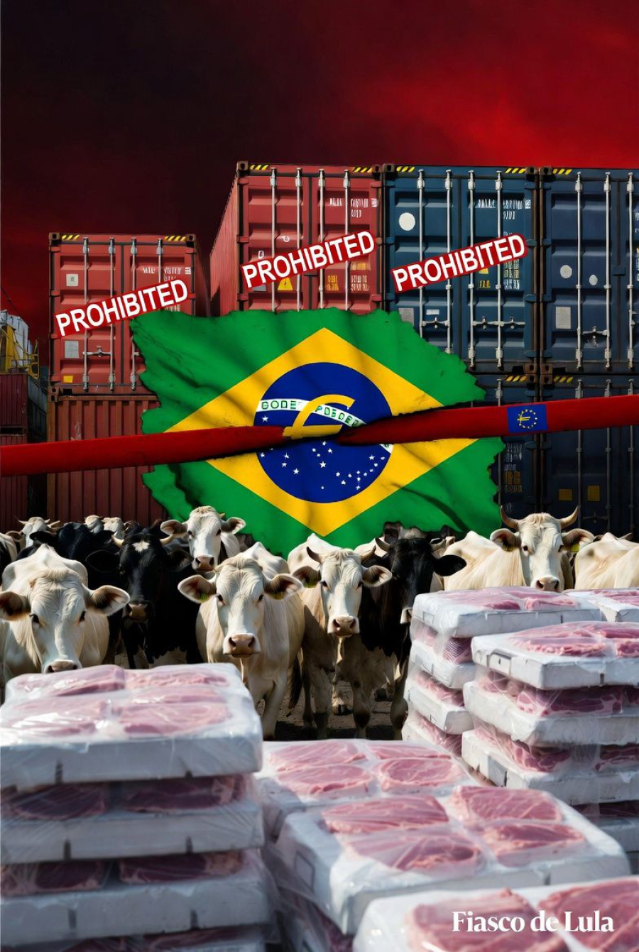 Desastre de Lula: UE barra carnes e produtos brasileiros